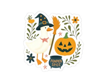 Halloween Goose Sticker, Pumpkin Spice Cauldron, Fall Decal