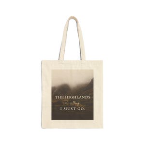 Highlands Calling Cotton Tote Bag: Scottish Landscape Shopping Bag image 2