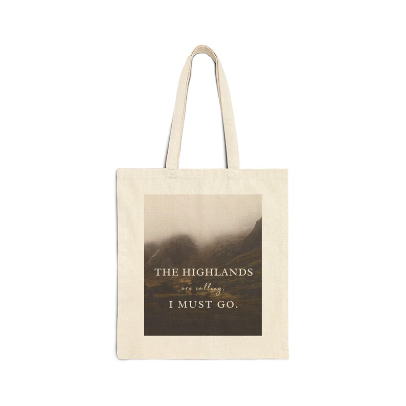 Highlands Calling Cotton Tote Bag: Scottish Landscape Shopping Bag image 2