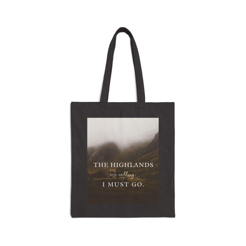 Highlands Calling Cotton Tote Bag: Scottish Landscape Shopping Bag image 3