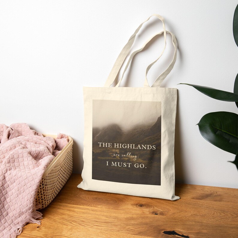 Highlands Calling Cotton Tote Bag: Scottish Landscape Shopping Bag image 4