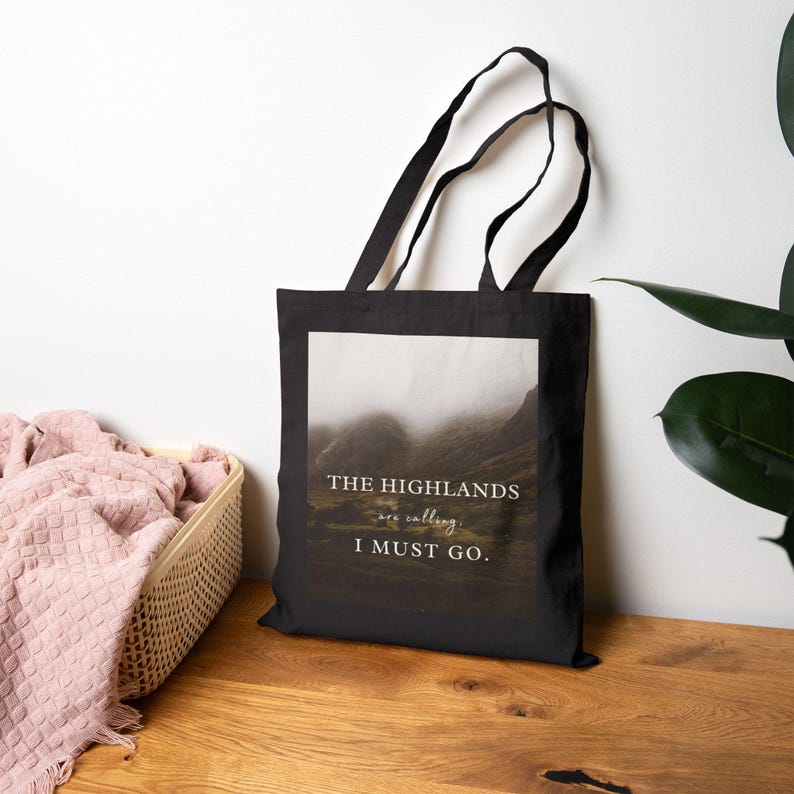 Highlands Calling Cotton Tote Bag: Scottish Landscape Shopping Bag image 5