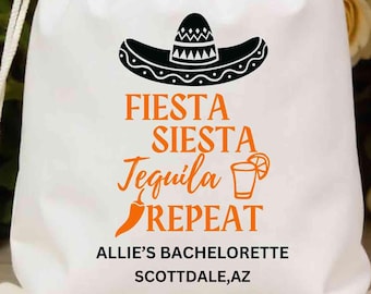 Custom FIESTA SIESTA Tequila REPEAT, Last in Bash, Cabo-Hangover Recovery Kit, welkomsttasje, vrijgezellenpakket, custom gunstzakje cadeauzakje
