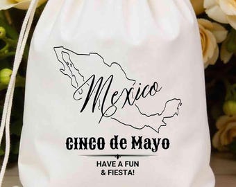 Mexiko Hochzeit Gunst, Mexiko Karte Fiesta Baumwolle Kordelzug Gunstbeutel, Hochzeitsort Tasche, Mexiko Willkommen Tasche, Junggesellenabschied Gunsten Tasche
