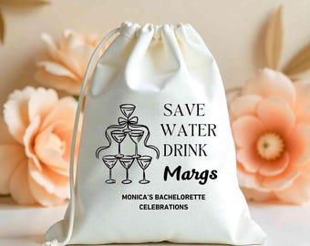 Gepersonaliseerde Save Water Drink Marg's Favor Bag - grappig feestcadeau voor gast - Mexico Fiesta Recovery Kit voor vrijgezellenfeest - Feestzak