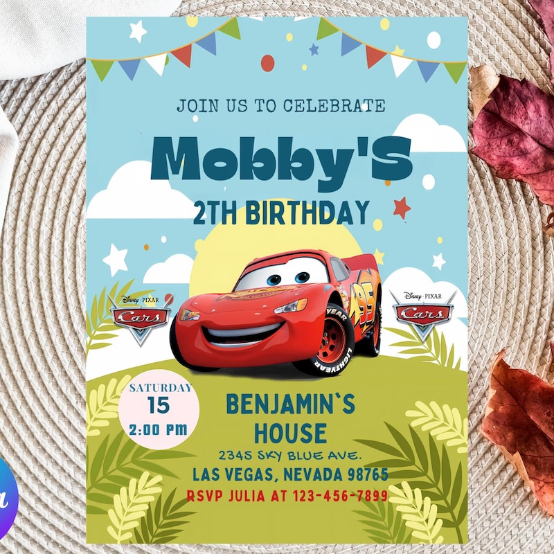 Invitation rayo mcqueen - Etsy México