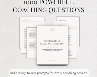 1000 Coaching Questions, Powerful Prompts for Life, Career & Business Coaches, Printable Client Journal PDF Digital Download Coach Kit