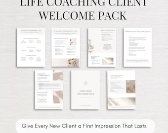Life Coach Onboarding Client Welcome Pack, Business Coaching Professional Template, Minimalist Therapist Workbook, Canva Editable Resource