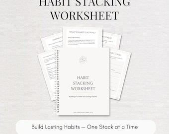 Habit Stacking Worksheet, Editable Canva Template, Habit Tracker, Behaviour Change Tool for Coaches and Clients, A4 & US Letter PDF