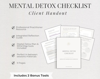 Mental Detox Checklist for Coaches | Digital Detox Planner | Mindfulness Worksheet | Cognitive Therapy Tool | Therapy Office Forms