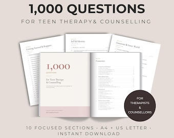 Teen Therapy Questions | 1000 Counselling Questions & Conversation Prompts for Teens | Therapist Resource