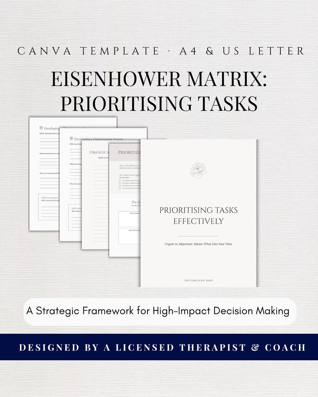 Eisenhower Matrix Coaching Tool, Priority Matrix Worksheet, Decision ...