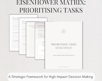 Eisenhower Matrix Coaching Tool, Priority Matrix Worksheet, Decision Fatigue Workbook, Executive Functioning, Time Management, Canva PDF