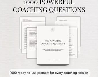 1000 Coaching Questions, Powerful Prompts for Life, Career & Business Coaches, Printable Client Journal PDF Digital Download Coach Kit