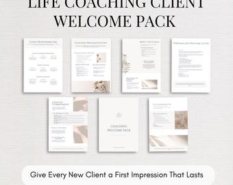 Life Coach Onboarding Client Welcome Pack, Business Coaching Professional Template, Minimalist Therapist Workbook, Canva Editable Resource
