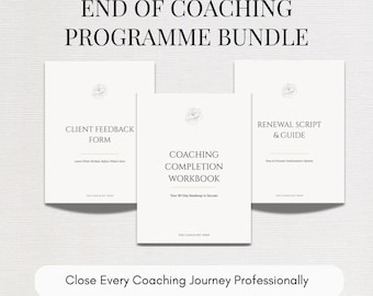 Coaching Programme Completion Bundle, End of Programme Workbook, Feedback Form & Renewal Script, Editable Canva Templates for Coaches