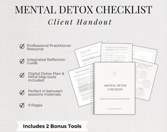 Mental Detox Checklist for Coaches | Digital Detox Planner | Mindfulness Worksheet | Cognitive Therapy Tool | Therapy Office Forms