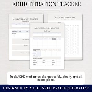 ADHD-medicineringstitreringsspårare, dosbiverkningslogg (digital nedladdning)