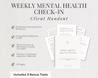 Weekly Mental Health Check In Worksheet | Therapy Handout | Coaching Tool | Mental Wellness Printable | Self Care Journal | Canva Template