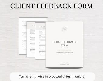 Coaching Client Feedback Form, Editable Testimonial Survey, Canva Template (Digital Download)