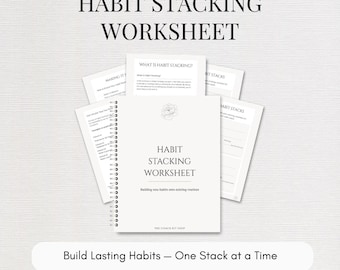 Habit Stacking Worksheet, Editable Canva Template, Habit Tracker, Behaviour Change Tool for Coaches and Clients, A4 & US Letter PDF