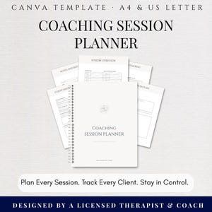 Coaching Session Planner, Complete Client Management Template for Coaches, Editable Canva, Session Prep, Progress Tracking, A4 & US Letter