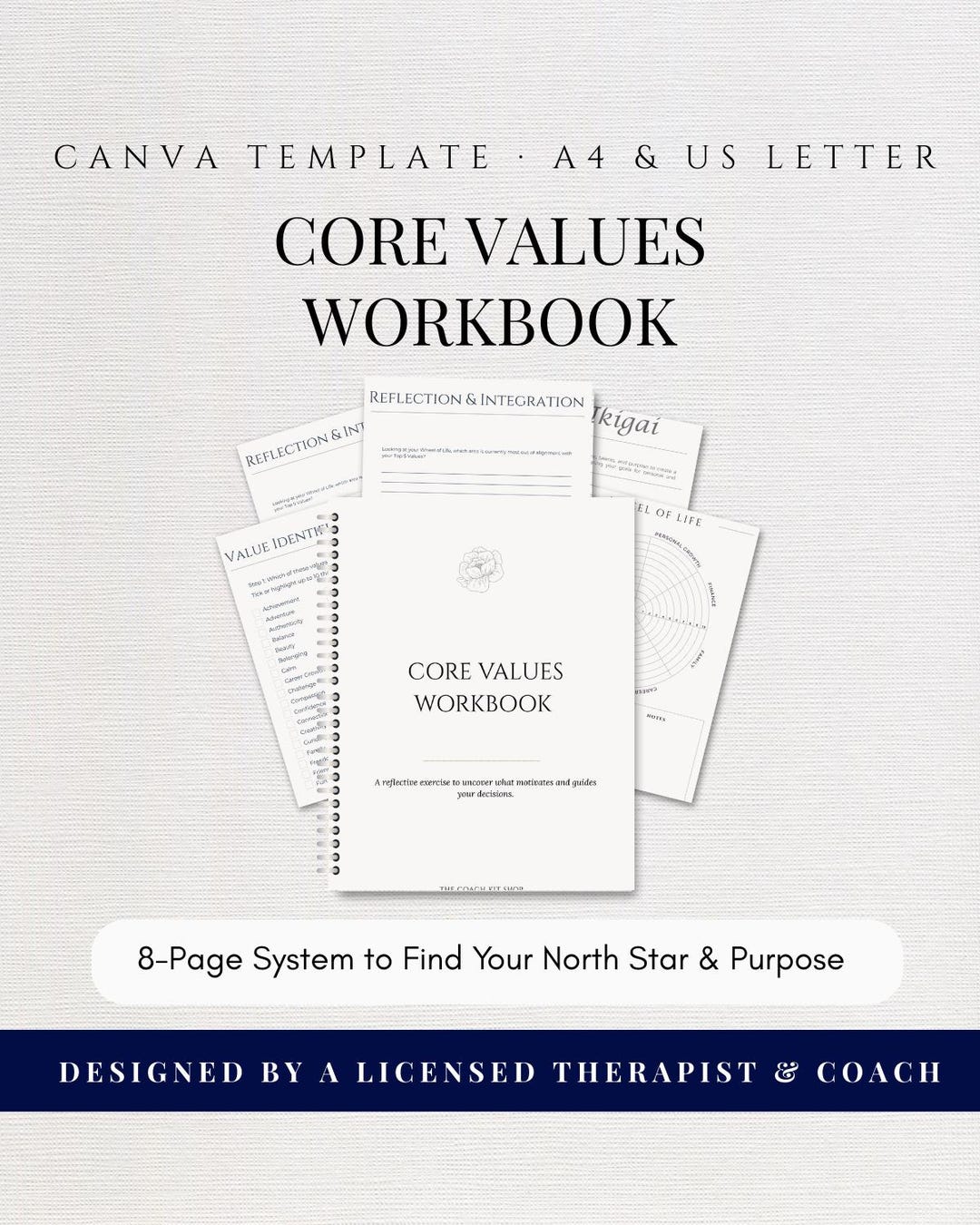 Core Values Workbook & Wheel of Life Assessment, Life Coach Worksheets ...