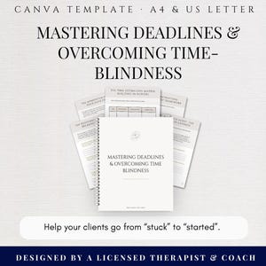Time Blindness Worksheet | ADHD Procrastination Workbook | Executive Function Therapy Tool | Time Management Planner | Coaching Handout
