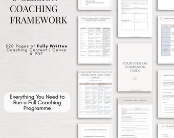 Complete 6-Session Coaching Framework | Life Coach Business Toolkit | Coaching Program Templates | Worksheets & Tools