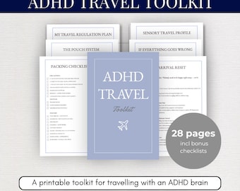 ADHD Travel Toolkit | Travel Planner Printable for ADHD Adults and Families | Packing Checklists & Sensory Worksheets | Instant Download PDF