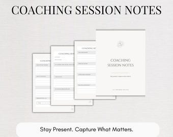 Coaching Session Notes Template, Editable Client Session Log for Coaches, Printable PDF & Canva, A4 and US Letter, Instant Download