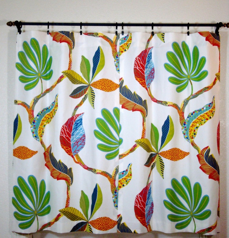 Tropical Curtains Home Accent Custom Cafe Curtain Kitchen Cafe Etsy