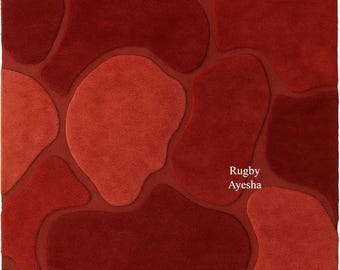 Red Abstract Rug | Hand-Tufted Modern Carpet | Luxury Textured Area Rug | Contemporary Living Room Decor | Handmade Wool Rug