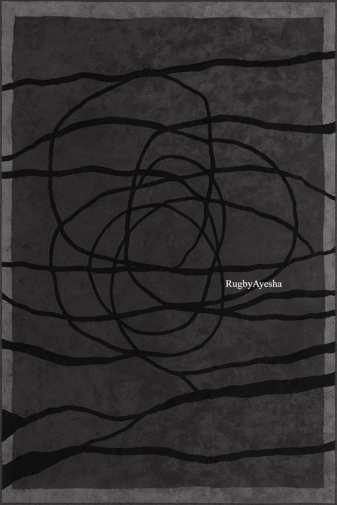 Rcc Rugs Hand-tufted Modern Abstract Rug | Charcoal Black Minimal Art Carpet ...