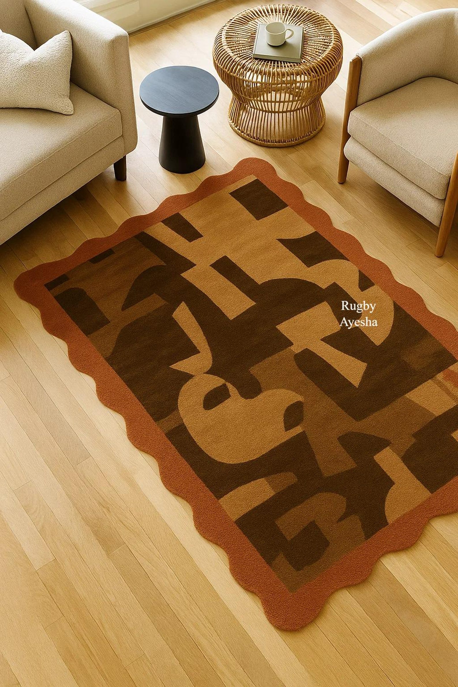Abstract Arch Color Block Area Rug | Modern Geometric Burgundy Olive ...
