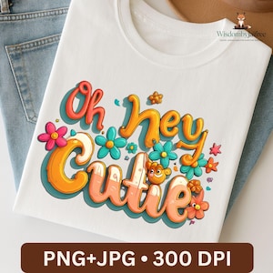 Retro Bubble Letter PNG: Y2K Floral Pastel Design (Digital Download)