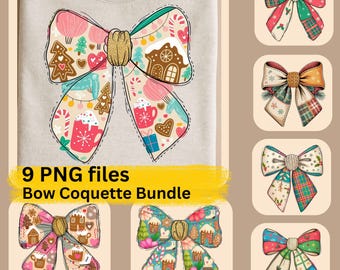 Coquette kerststrikken png-bundel – retro vakantie clipart (300 dpi)