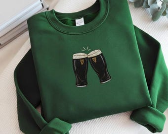 Embroidered Sláinte Guinness Sweatshirt: Irish Beer St. Patrick's Day Tee, St. Patrick's Day Crewneck Guinness Sweatshirt, Irish Sweatshirt