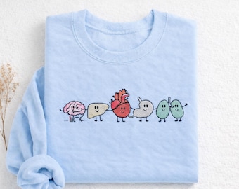 Embroidered Organ Friends Sweatshirt, Anatomy Gift