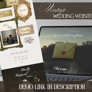 Customizable Vintage Wedding Website Invitation Template with Countdown Timer, Old Money Theme Invite, Instant Access Canva Luxe Bridal Site