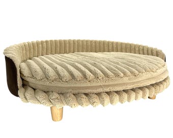 Handmade Velvet Pet Sofa: Modern Dog & Cat Bed with Wooden Base