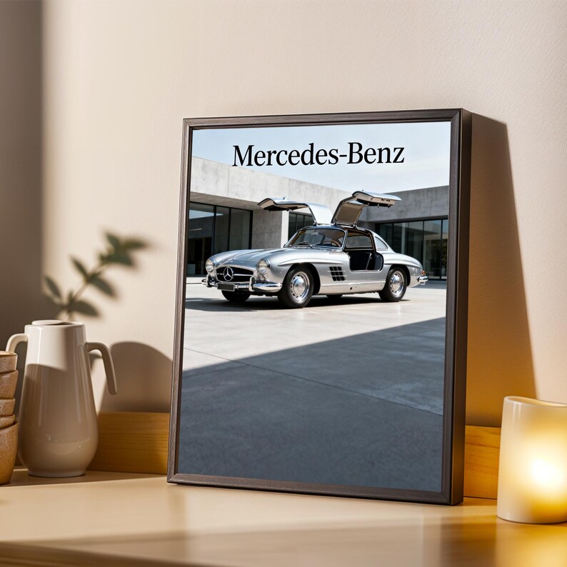 Mercedes-benz 300 SL Gullwing Poster: Silver Classic Car Art - Etsy