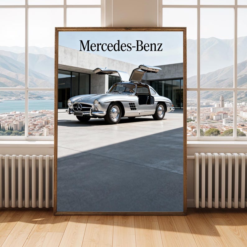 Mercedes-benz 300 SL Gullwing Poster: Silver Classic Car Art - Etsy