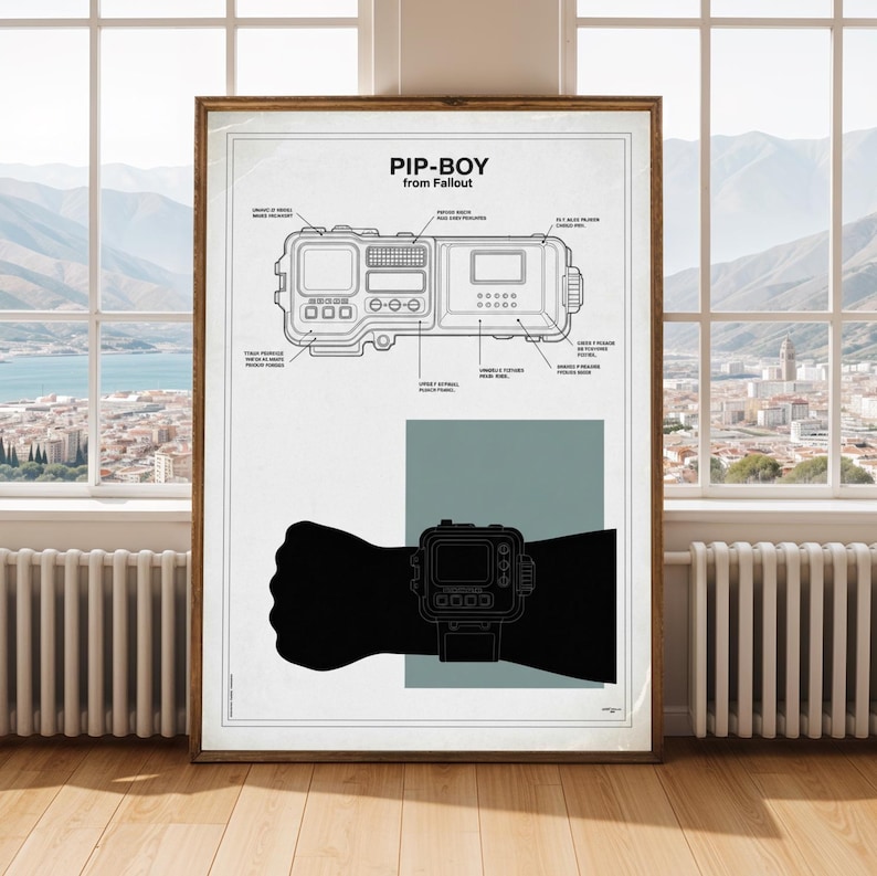 Pip-boy Schematic Poster – Fallout Blueprint Art – Gamer Room Decor - Etsy