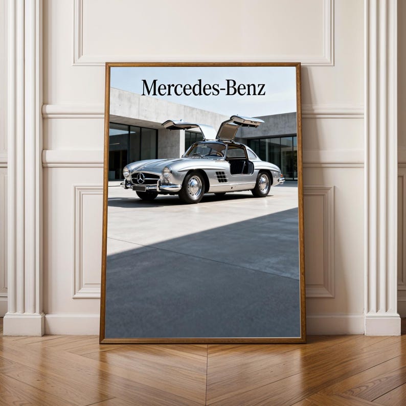 Mercedes-benz 300 SL Gullwing Poster: Silver Classic Car Art - Etsy