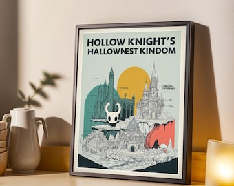Hallownest Kingdom Architektur Poster - Minimalistischer Blueprint Stil - Spielzimmer Dekor