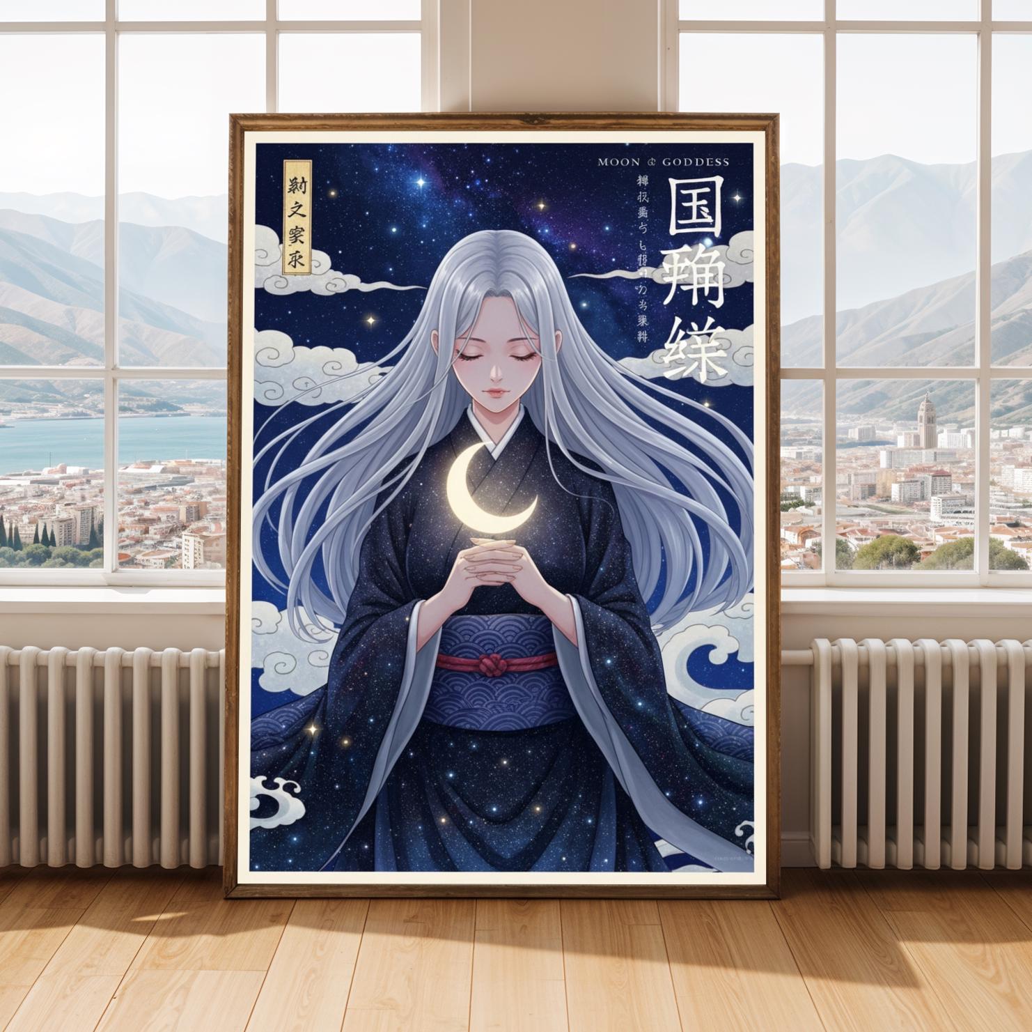 Moon Goddess Art Print: Ukiyo-e Japanese Anime Poster - Etsy