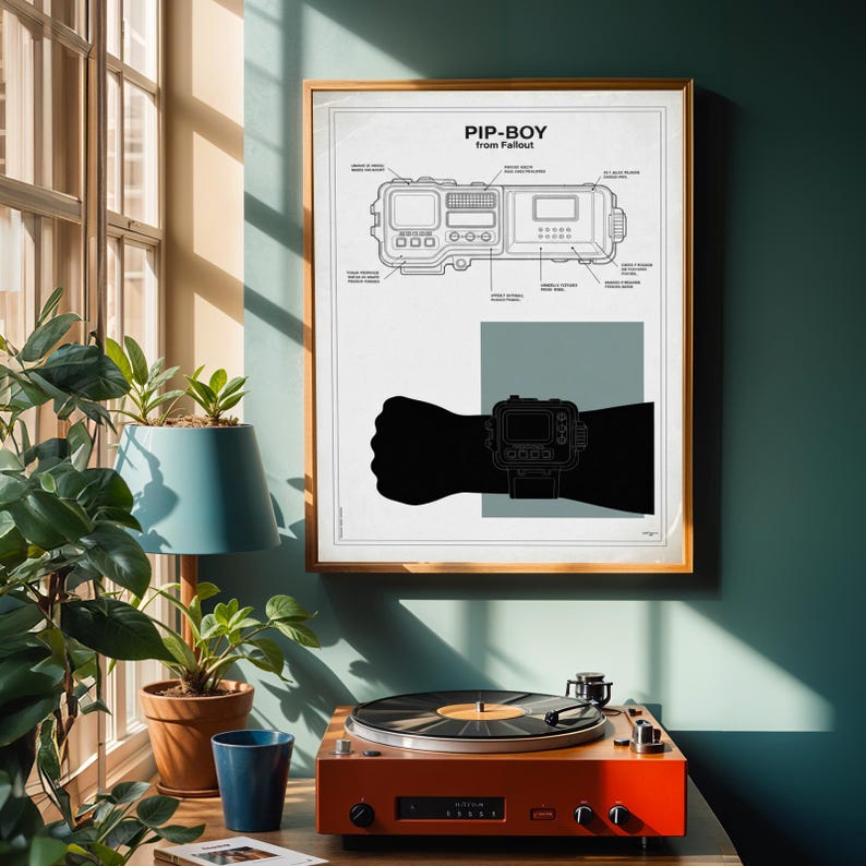 Pip-boy Schematic Poster – Fallout Blueprint Art – Gamer Room Decor - Etsy