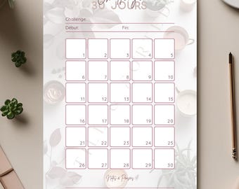 FR - Challenge 30 jours à imprimer – Tracker d’habitude - organisation – A4 A5 US Letter – PDF Téléchargement instantané - style tea time