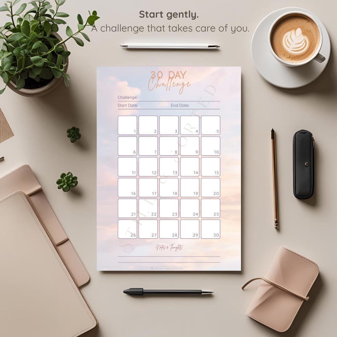 EN – 30-day Challenge Printable – Daily Habit Tracker PDF – A4 A5 US ...
